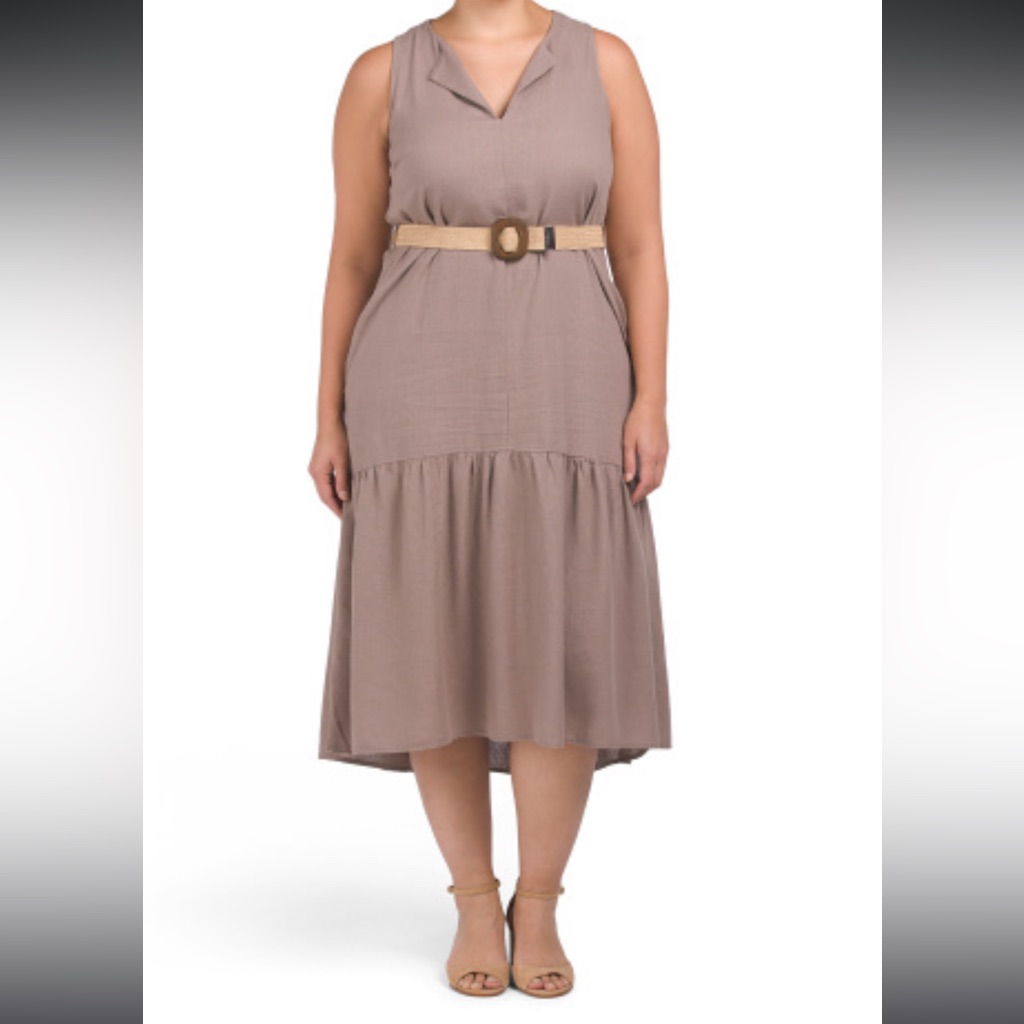Adyson Parker Linen Blend Summer Dress With Belt Style Ayw0003m11 Nwt